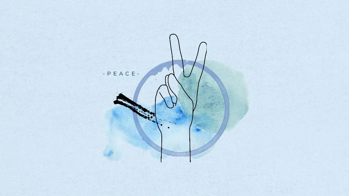 Blue Peace Hand Sign Desktop Wallpaper