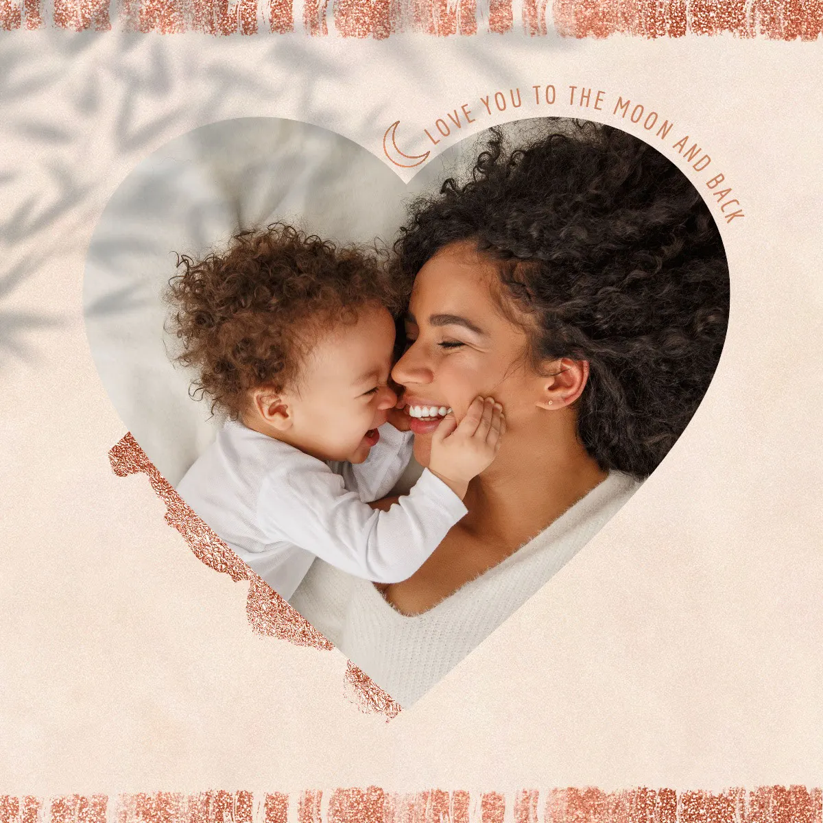 Rose Gold Heart Mother and Child Photo frame