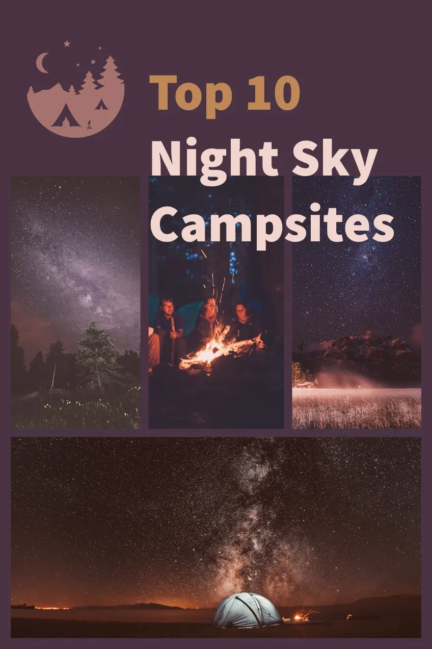 Dark Purple Top Night Sky Campsite and Camping Pinterest Graphic