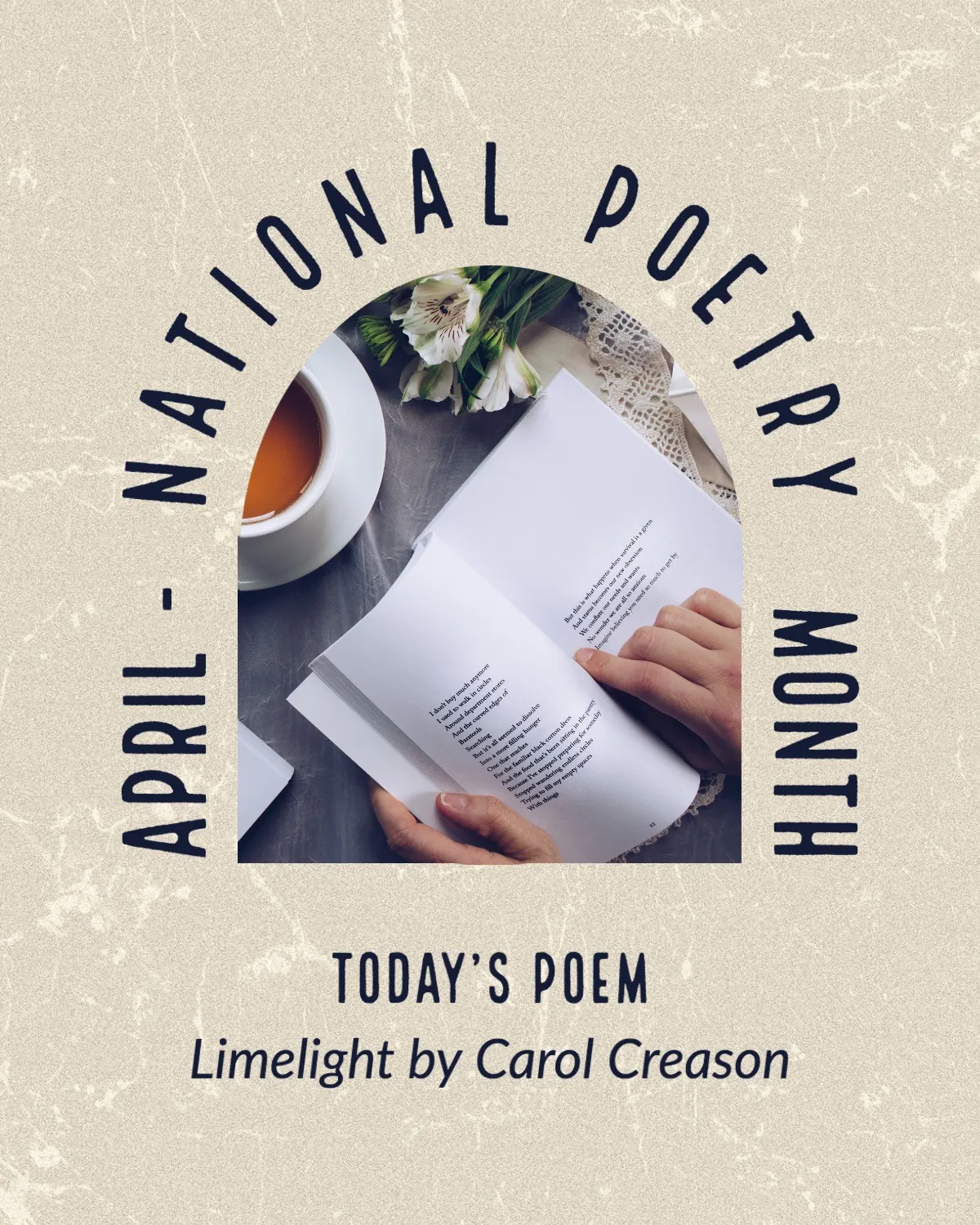 Cream navy national poetry month poem of the day Instagram Portrait