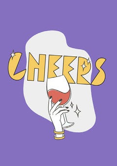 Purple Cheers Animated Card