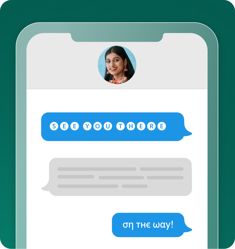 Stylized Unicode text used in a messaging app