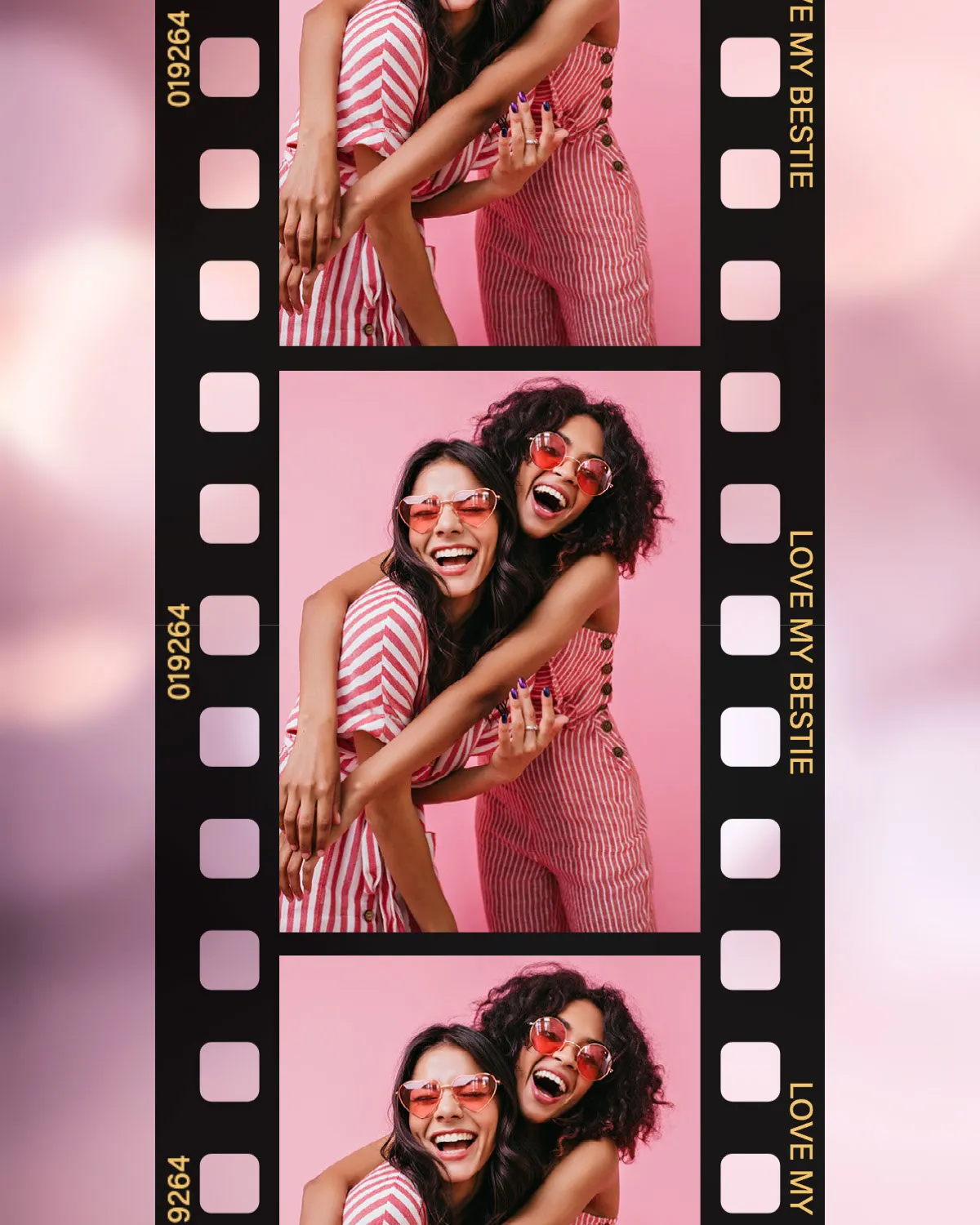 Pink Red Friends Best Friends Photo Booth Frame Collage Happy Cute Instagram Portrait Post