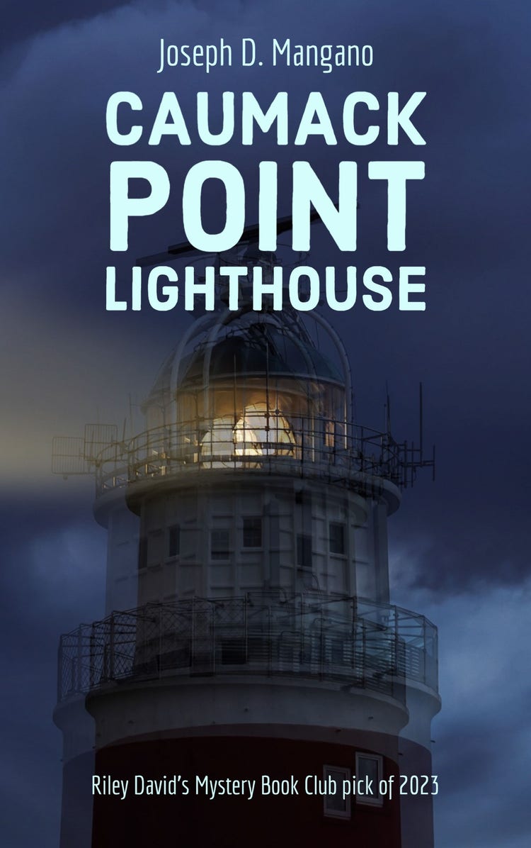 Blue Lighthouse Blur Photo Mystery Book Cover