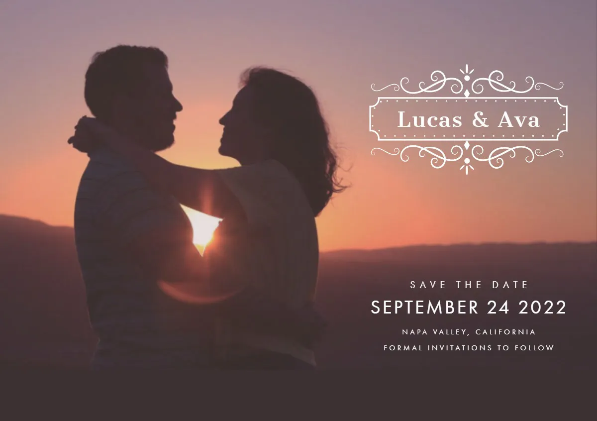 White With Couple Kissing Save The Date Card