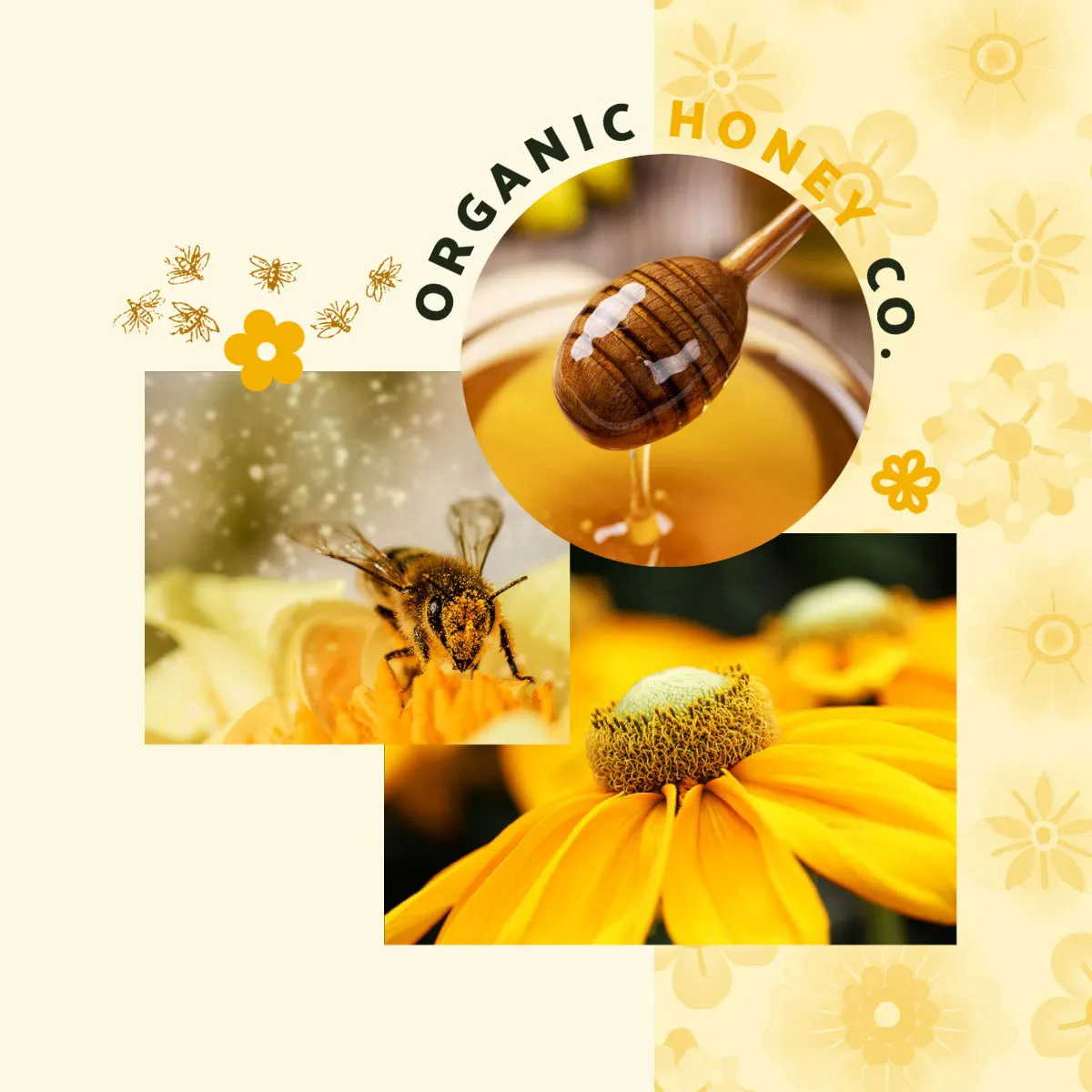 Yellow and Green Organic Honey Instagram Square Post