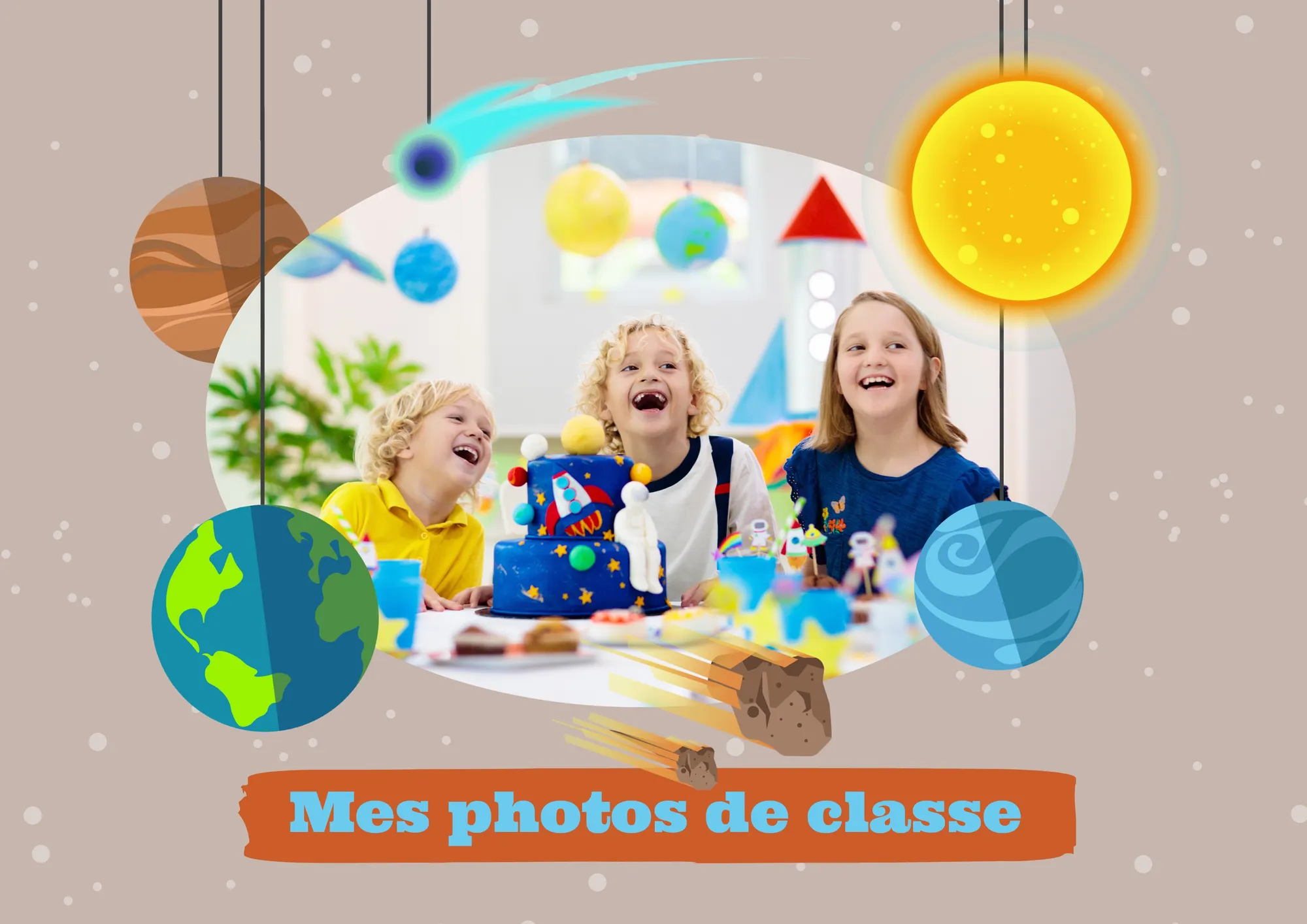 Multicolour Solar System School Pictures Photo Album Cover