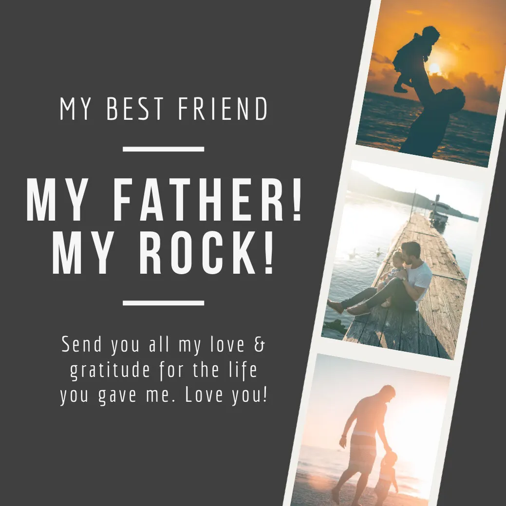 Black and White Father Collage Instagram Graphic
