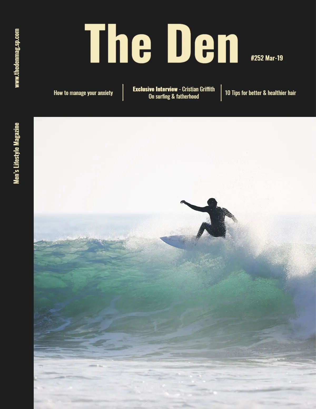 Black Surfer Men’s Lifestyle Jumping Magazine Cover
