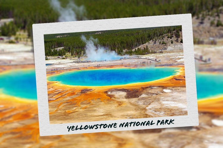Multi-colored Yellowstone Polaroid Postcard 6x4