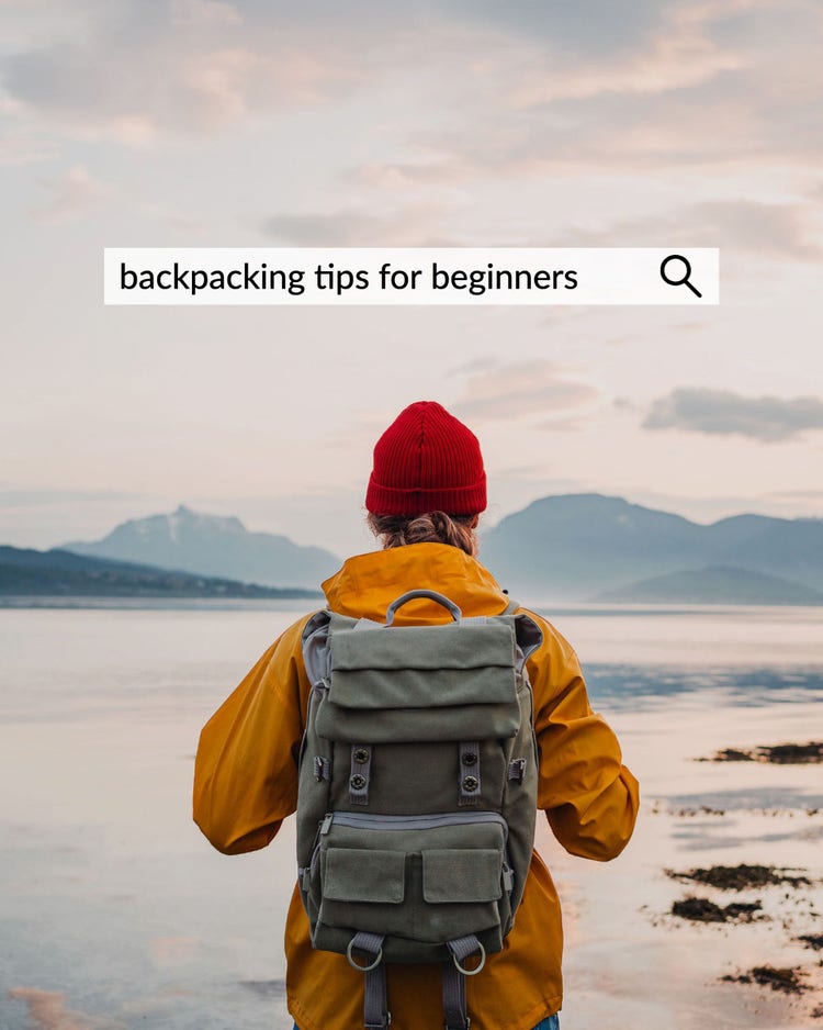 Search Bar Graphic Instagram Post with Backpacking Outdoors Photography