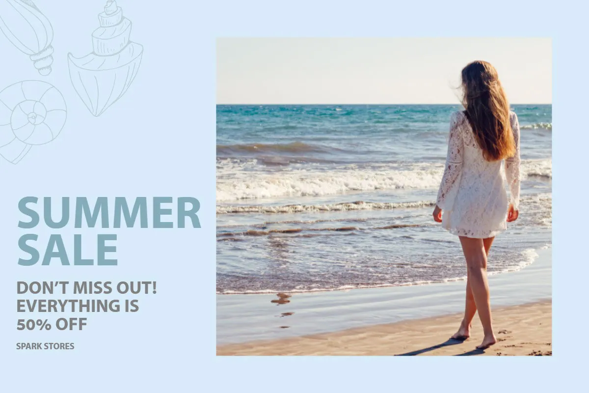 Blue, Light Toned Summer Sale Ad Facebook Banner