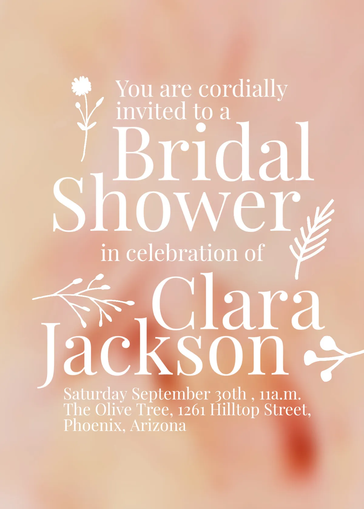 Orange Floral Bridal Shower Invitation