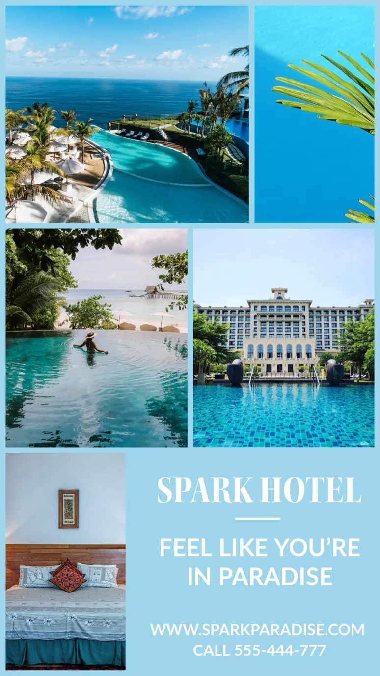 Blue, Light Toned Hotel Collage Ad Instagram Story
