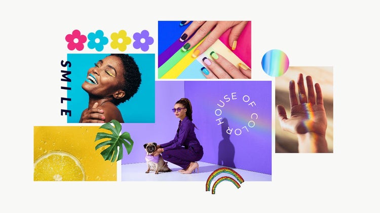 Colorful Photo Collage Rainbow Mood Board