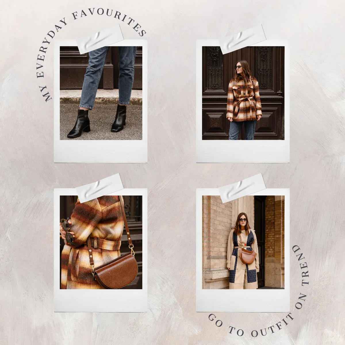 Brown White Polaroid Favorite Outfit Look Book Instagram Square