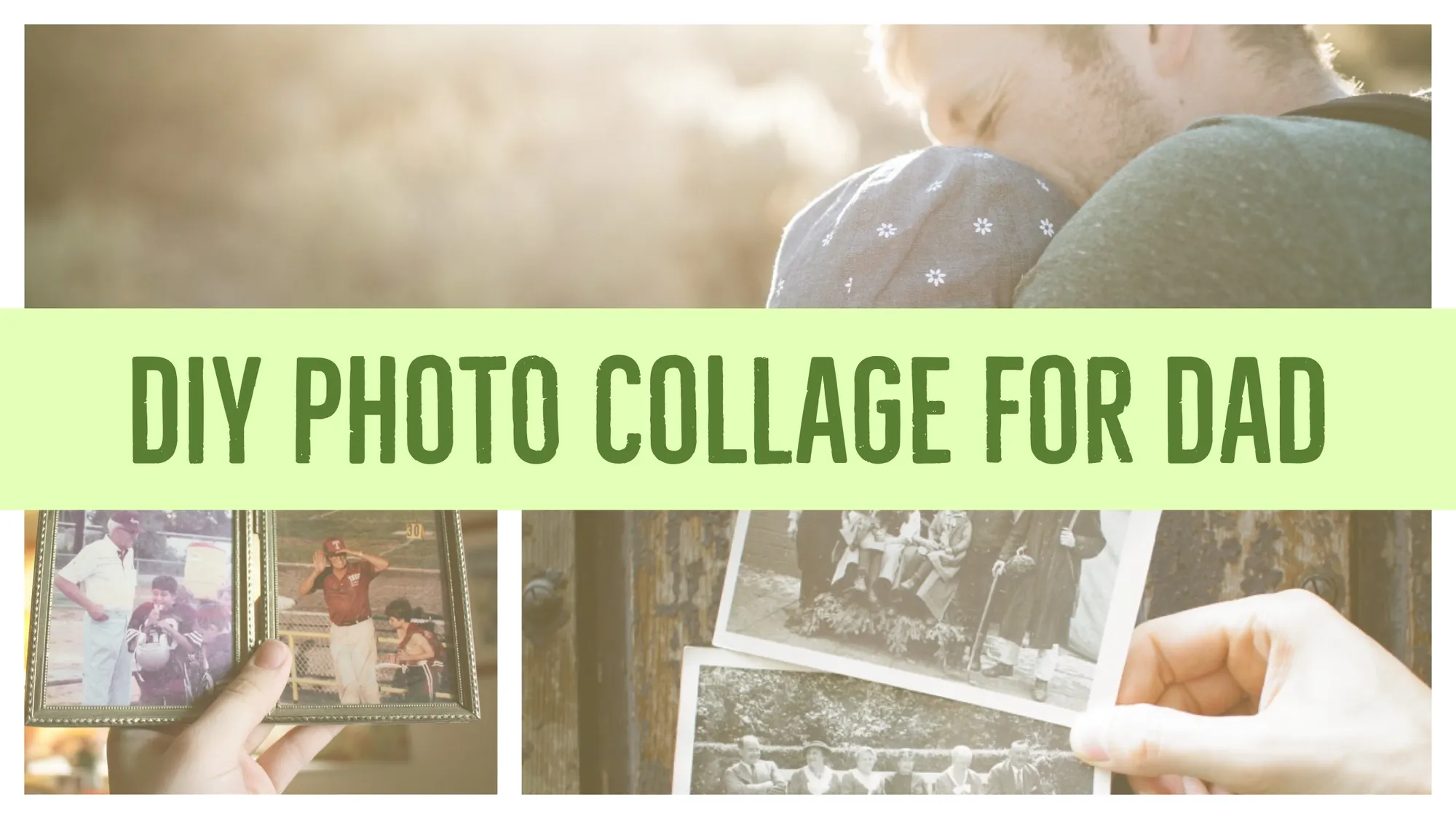 Green and Warm Toned DIY Photo Collage for Fathers Day Facebook Banner