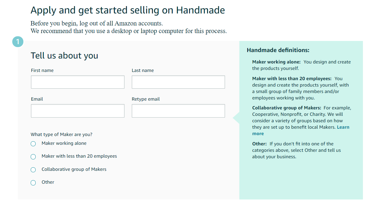 Amazon handmade: ansöker om att sälja på Amazon Handmade
