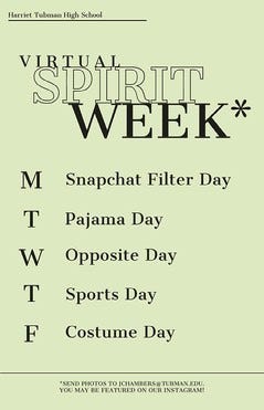 green virtual spirit week poster Spirit Week