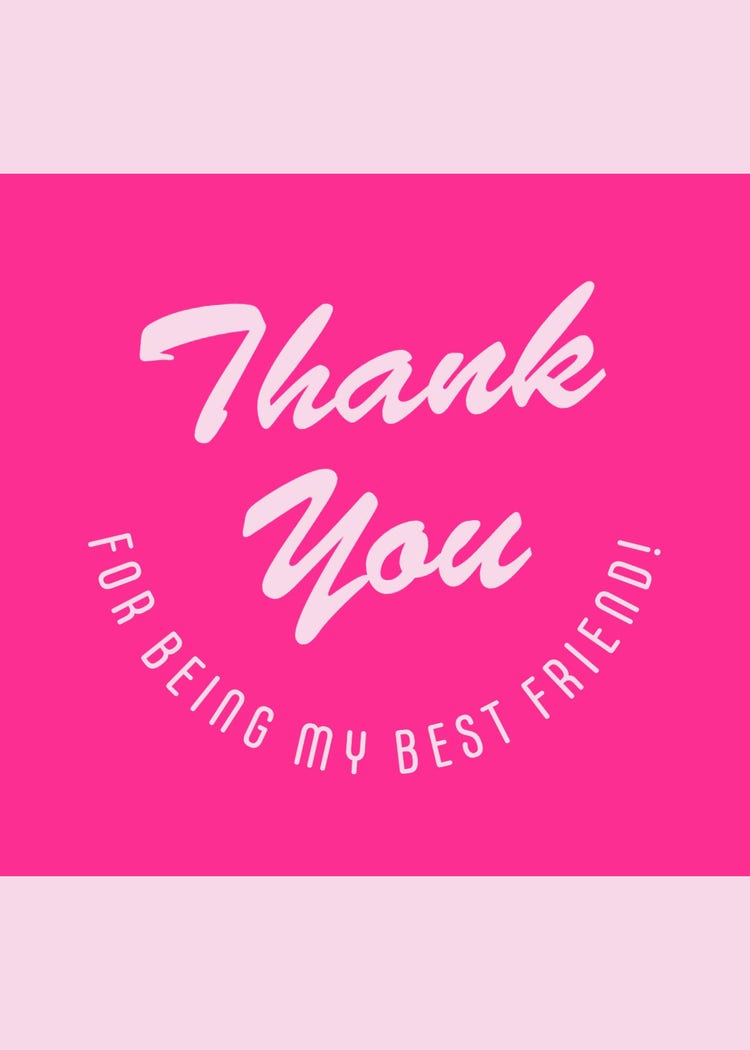 Pink Best Friend Thank You Greeting Card