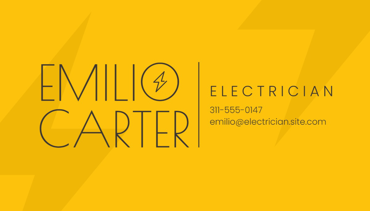 A business card for an electrician written in two classic, clean fonts