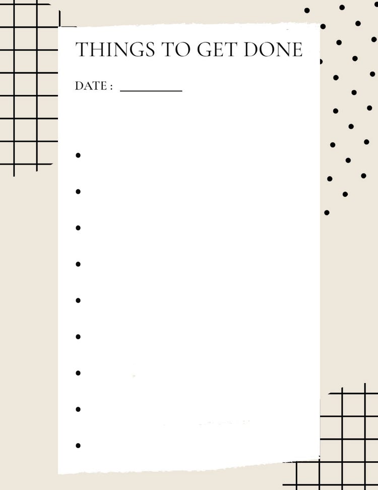 Beige And Black Grid Blank Workout Planner