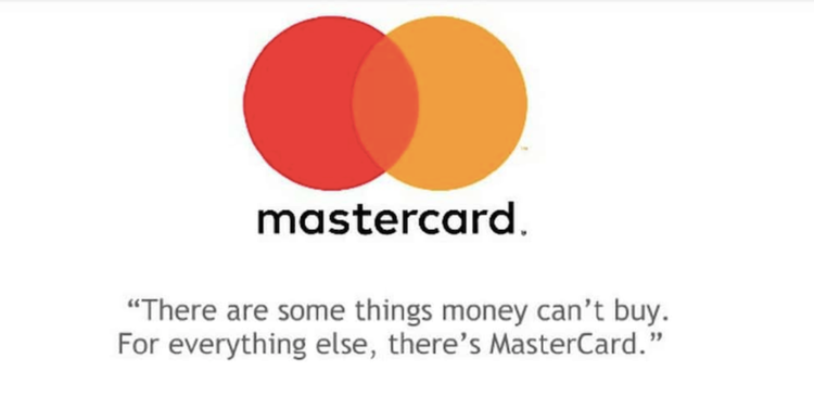 MasterCard logo against a white background with their slogan below