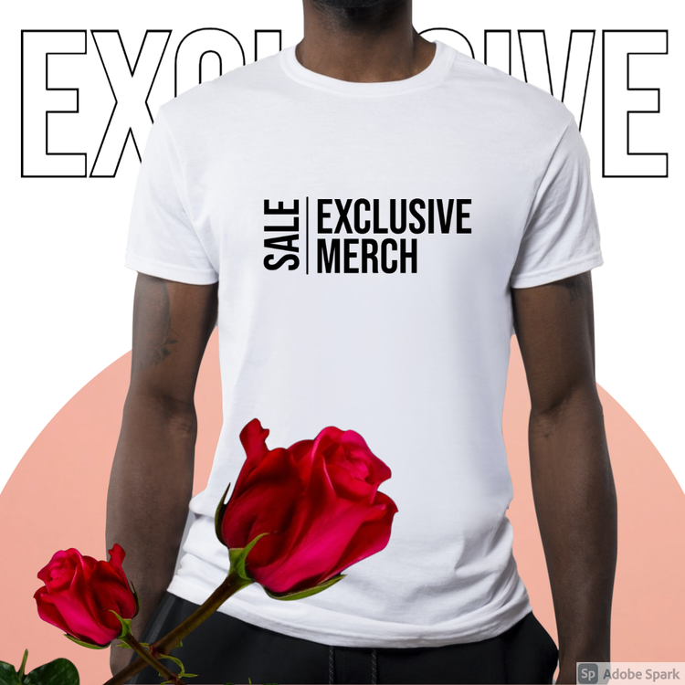 Zibbet: White shirt with sale exclusive merch text