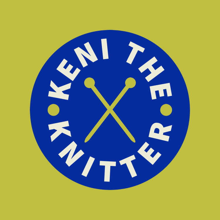 A Facebook Marketplace logo for a company called Keni The Knitter with an icon of crossed knitting needles in the middle.