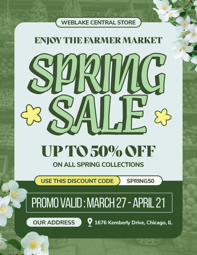 Spring sale advertisement in green