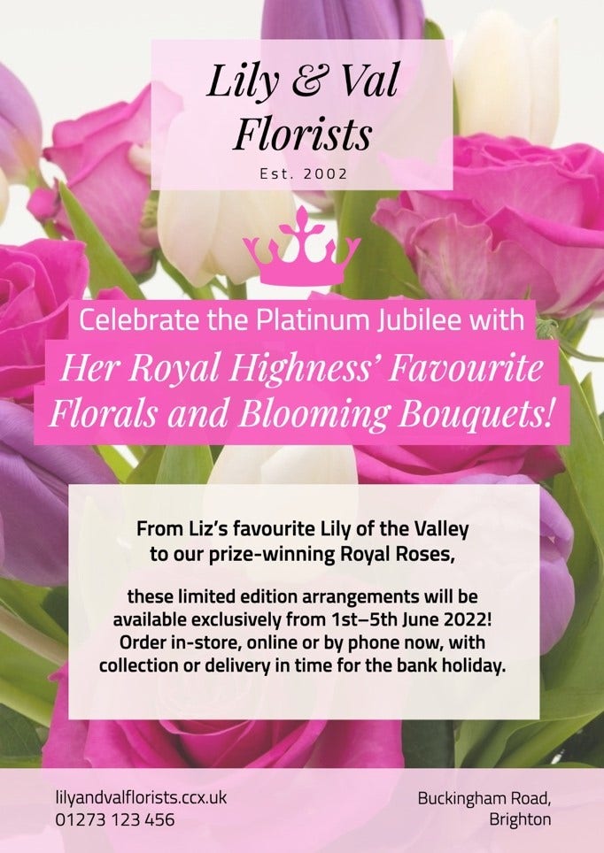 Pink & Lilac Rose Florist Platinum Jubilee A3 Poster Set