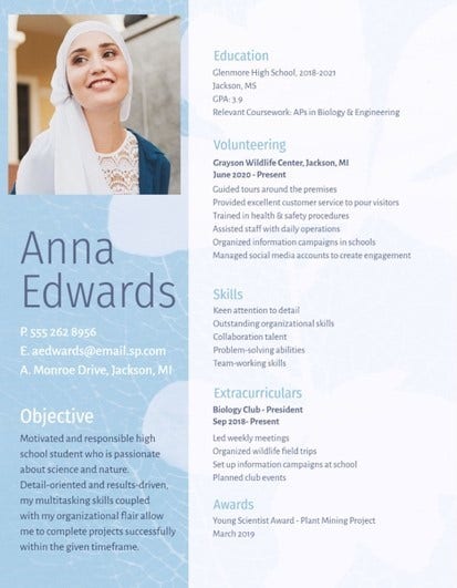 Blue & Purple Pastel Plant Resume