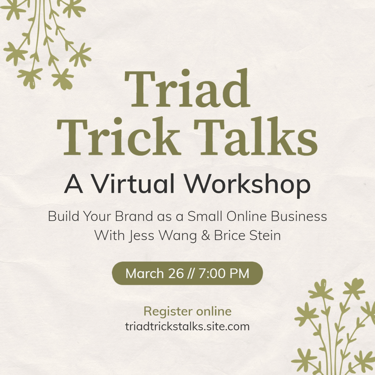 "Triad Trick Talks – A Virtual Workshop: Build Your Brand as a Small Online Business" paid course Instagram post with event details