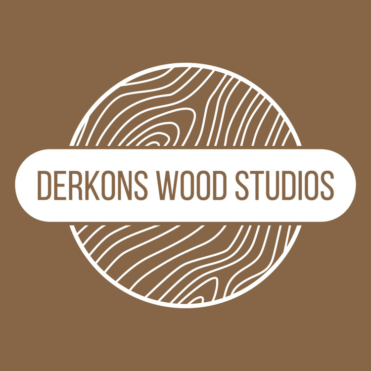 A Facebook Marketplace logo for a company called Derkons Wood Studios with a circular icon of wood grain in the background.