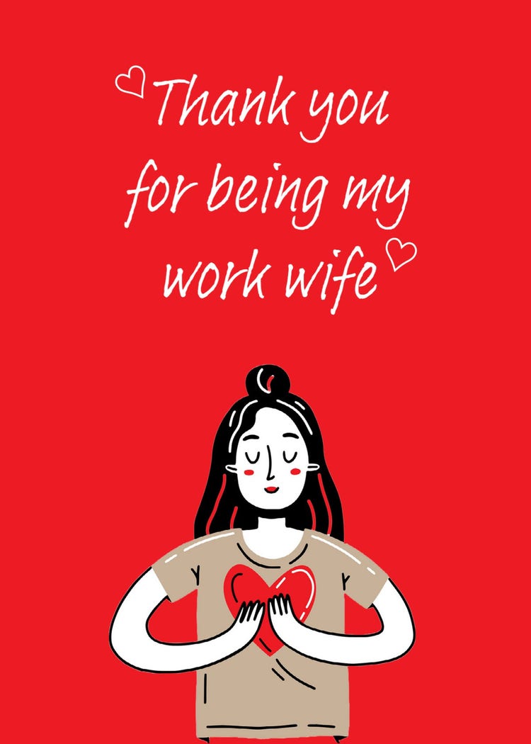 Red & Black Work Wife Thank You Greeting Card