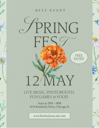 simple template centered with a bright flower