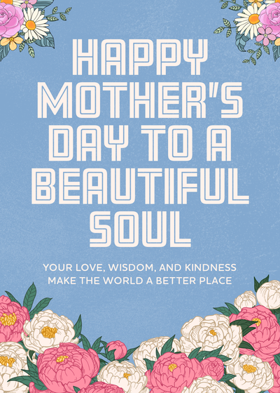 Mother's day card template in blue