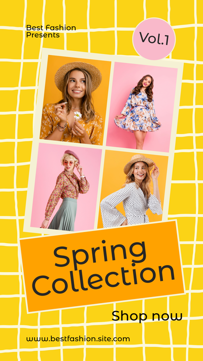 Spring collection advertisement template in yellow