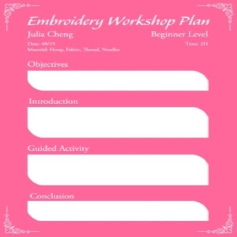 Pink Embroidery Lesson Planner