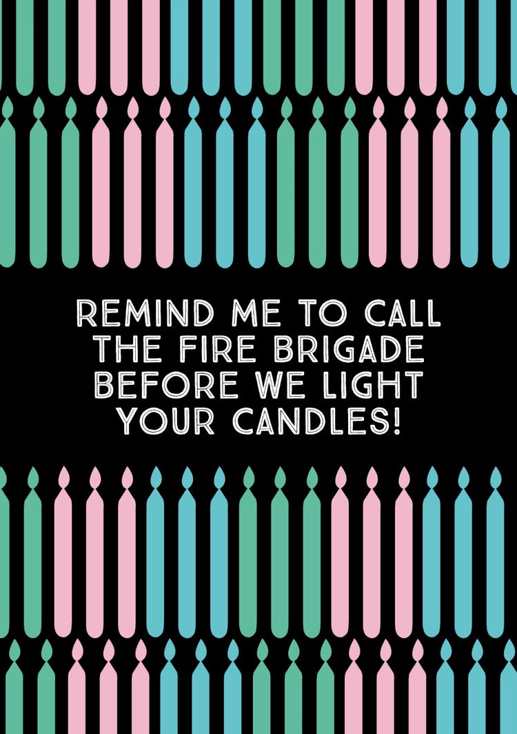 Pink Blue Fire Brigade Candles Greeting Card