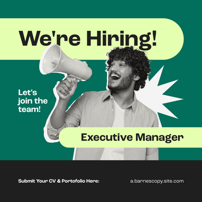 Green "We're hiring" social media graphic