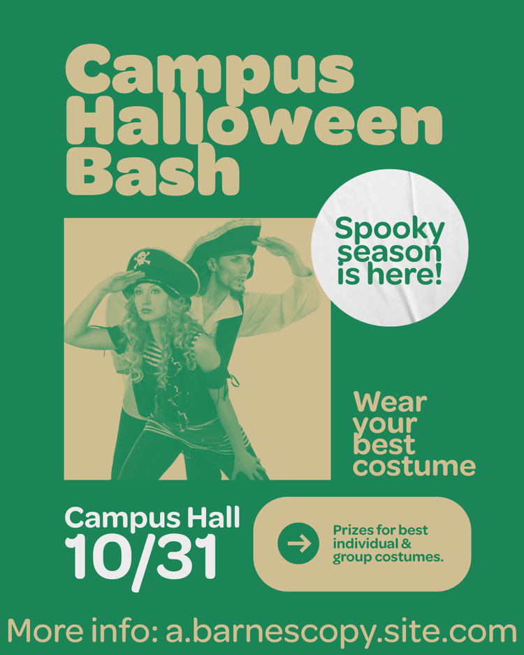 Campus Halloween bash template in green