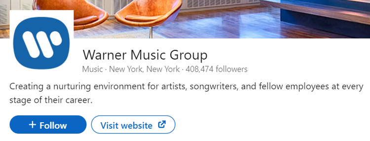 A screenshot of a company's tagline on a LinkedIn business page