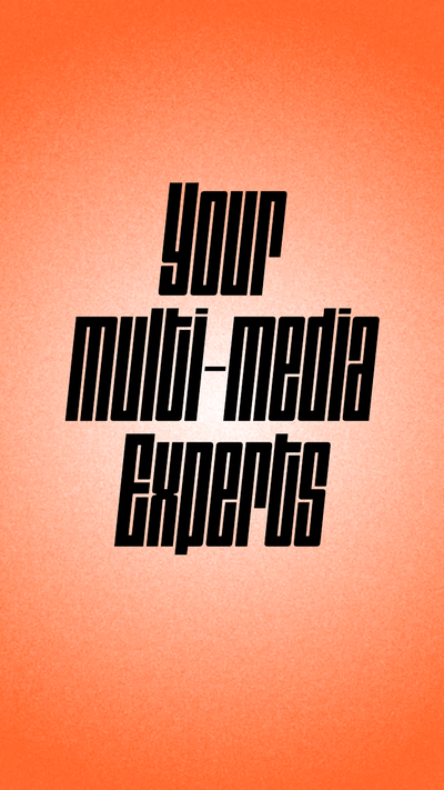 "Your multi-media experts" LinkedIn video template in orange
