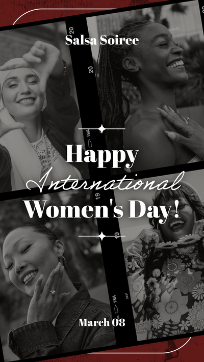 Black and white photographic international women's day poster