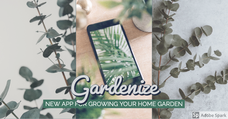graphic design promoting a gardening app with greenery and a smartphone