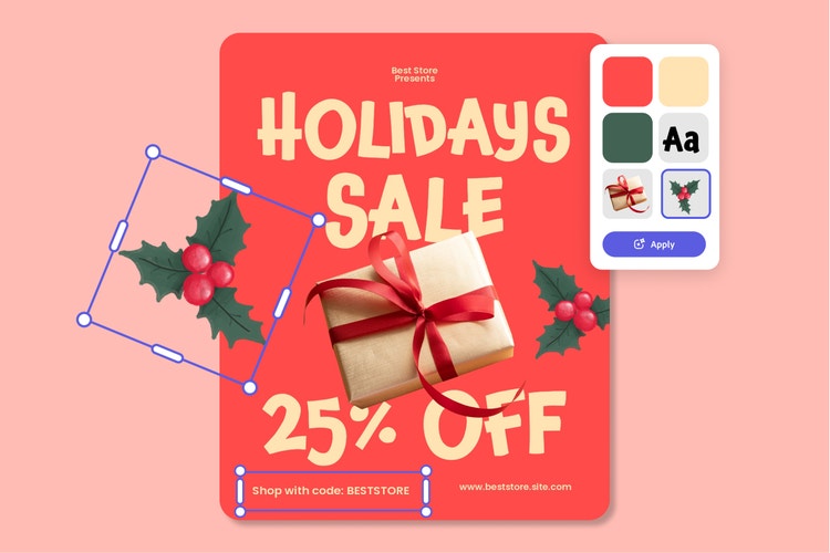 Social media ideas to for your holiday campaigns + templates to get you started header image featuring Adobe Express template