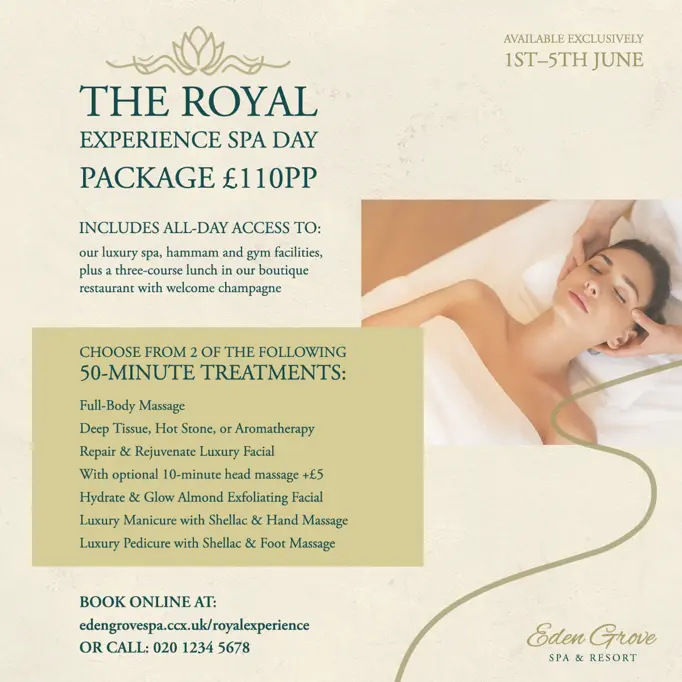 Gold & Green Queen Jubilee Royal Spa Package Instagram Square Post Set