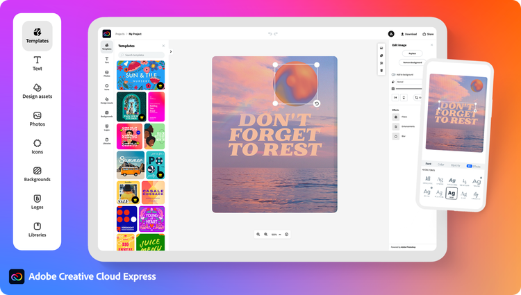 Explore Adobe Express features.