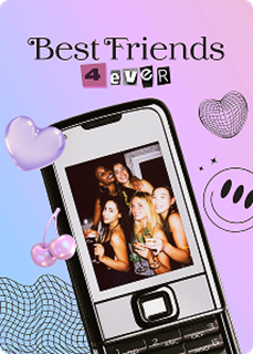 Blue and Pink Gradient Best Friends Card